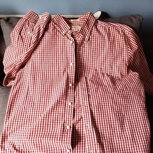 red gingham button up shirt